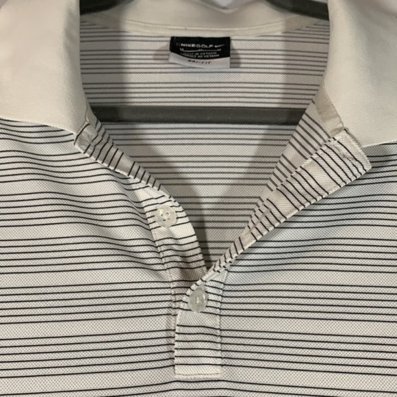 Nike Golf White & Black Striped Collared Polo Shirt - Picture 3 of 6